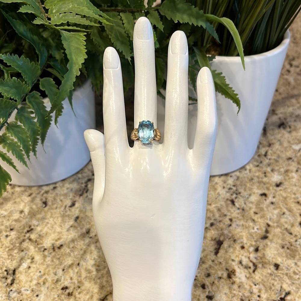 Solid 10K Gold Swiss Blue Topaz Ring